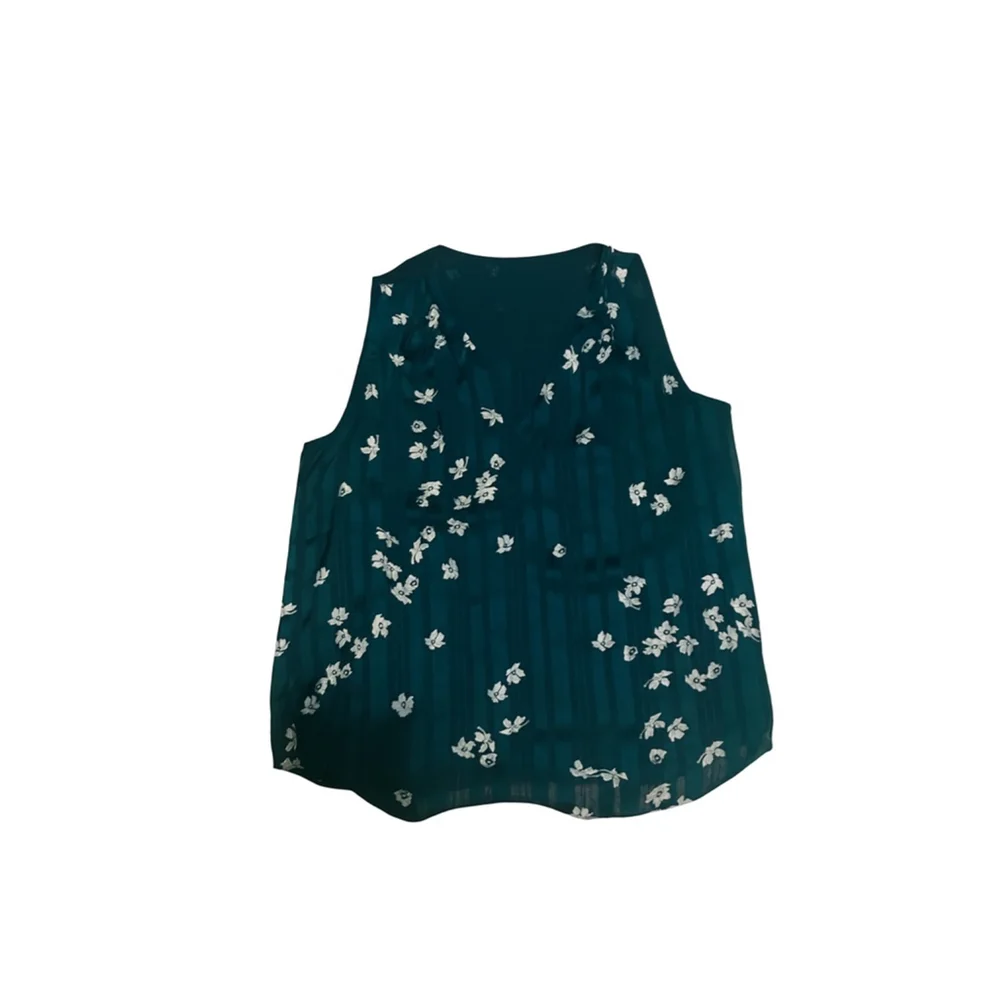 Women's Banana Republic Sleeveless Top Size M Green Floral 110